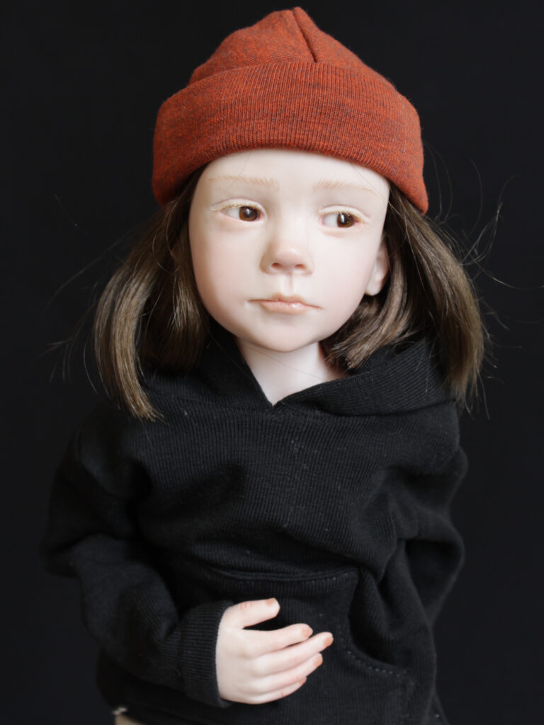 Poupée de collection, sculpture figurative pièce unique Laurence Ruet poupée articulée 33 cm