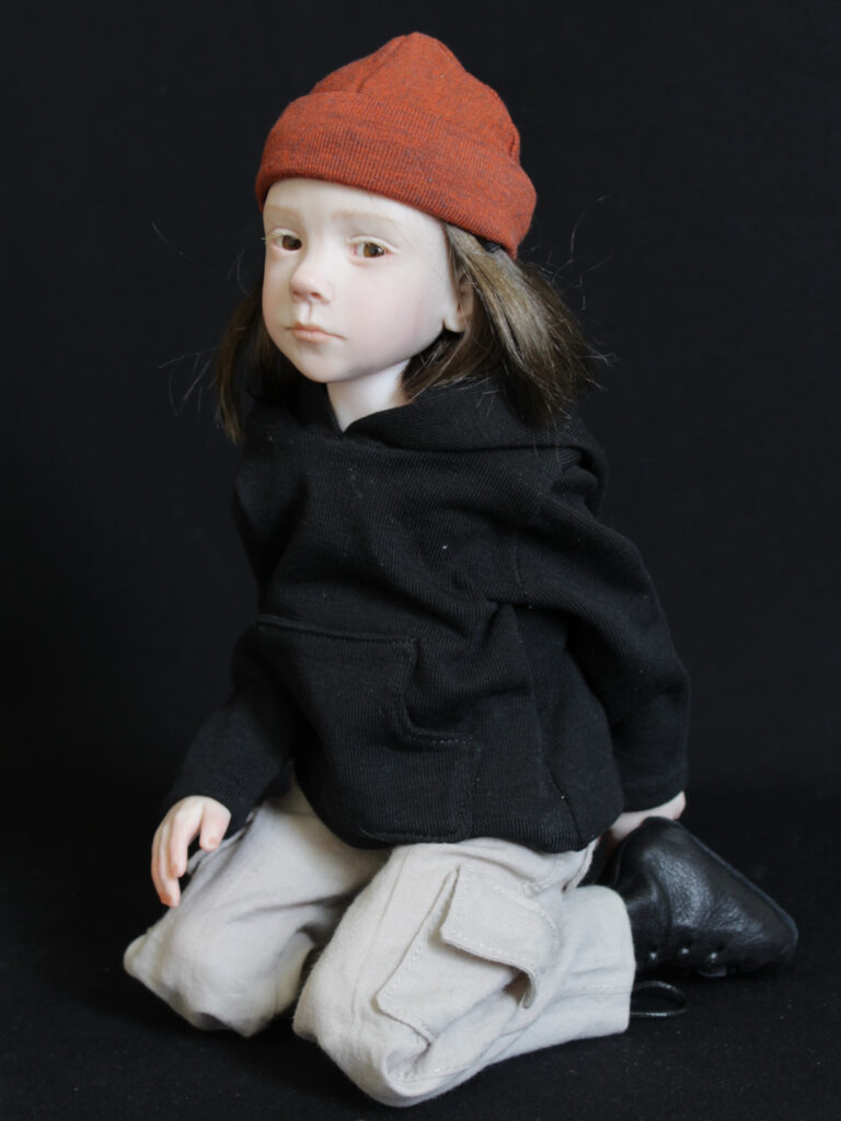 Poupée de collection, sculpture figurative pièce unique Laurence Ruet poupée articulée 33 cm