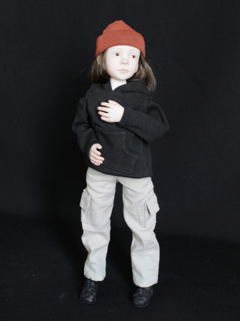 Poupée de collection, sculpture figurative pièce unique Laurence Ruet poupée articulée 33 cm