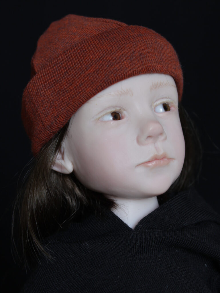Poupée de collection, sculpture figurative pièce unique Laurence Ruet poupée articulée 33 cm